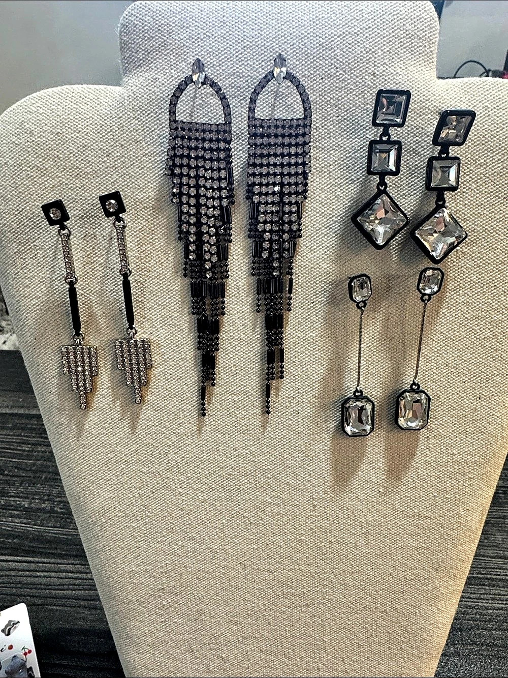Express Statement Drop Earrings in Black & Silver Like New